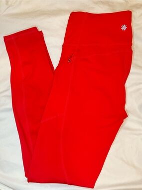 Athleta Elation Ultra High Rise Leggings Red 26.5” Inseam Size M